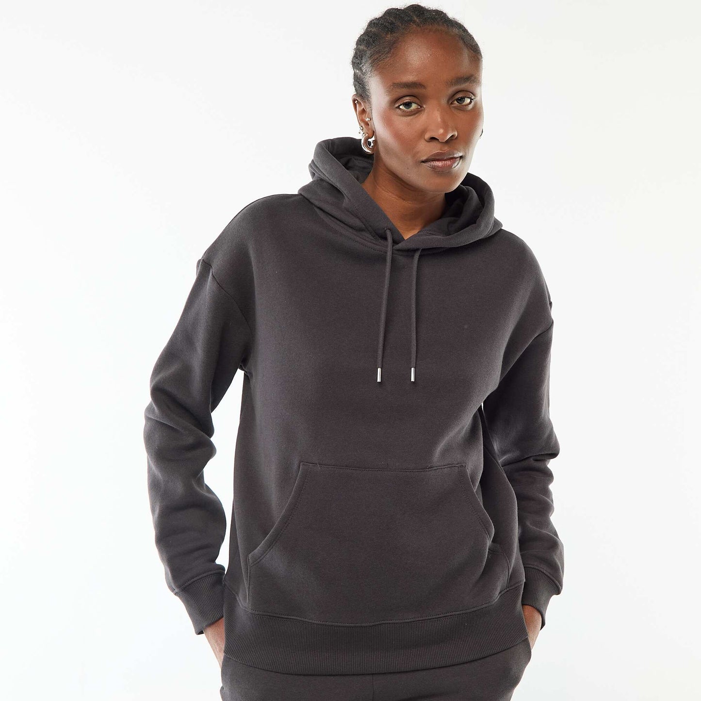 Sweat à capuche uni GRIS