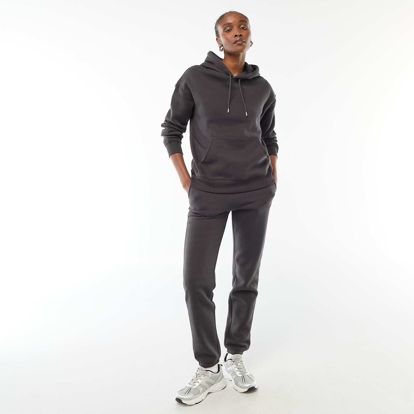 Sweat à capuche uni GRIS