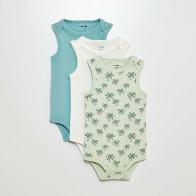 Bodies sans manches à motif - Lot de 3 Vert