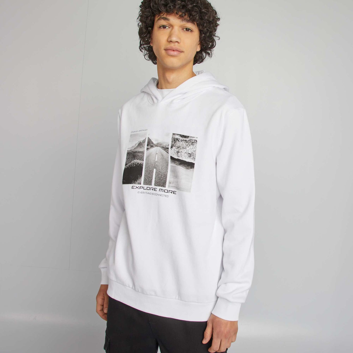 Sweat capuche à message BLANC