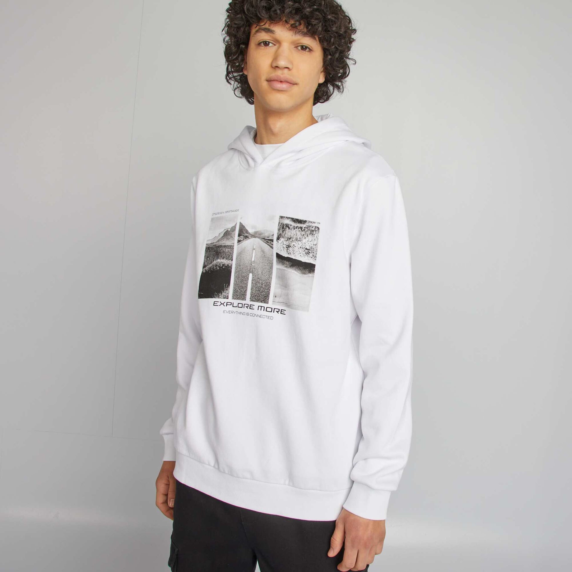 Sweat capuche à message BLANC