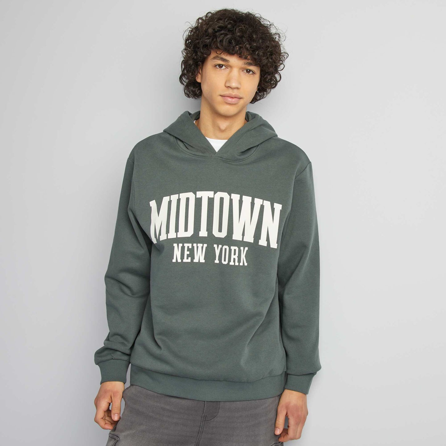 Sweat capuche à message VERT