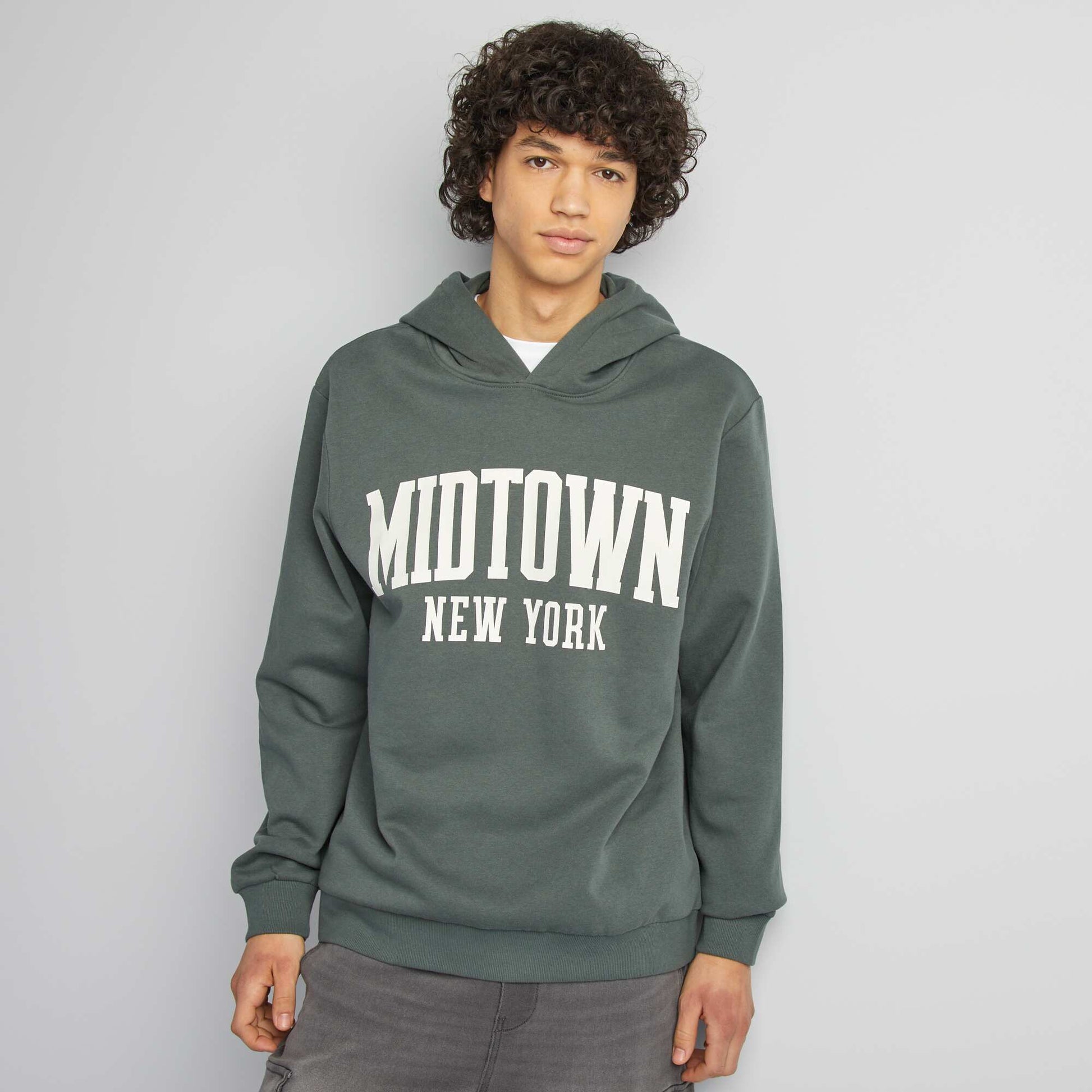 Sweat capuche à message VERT