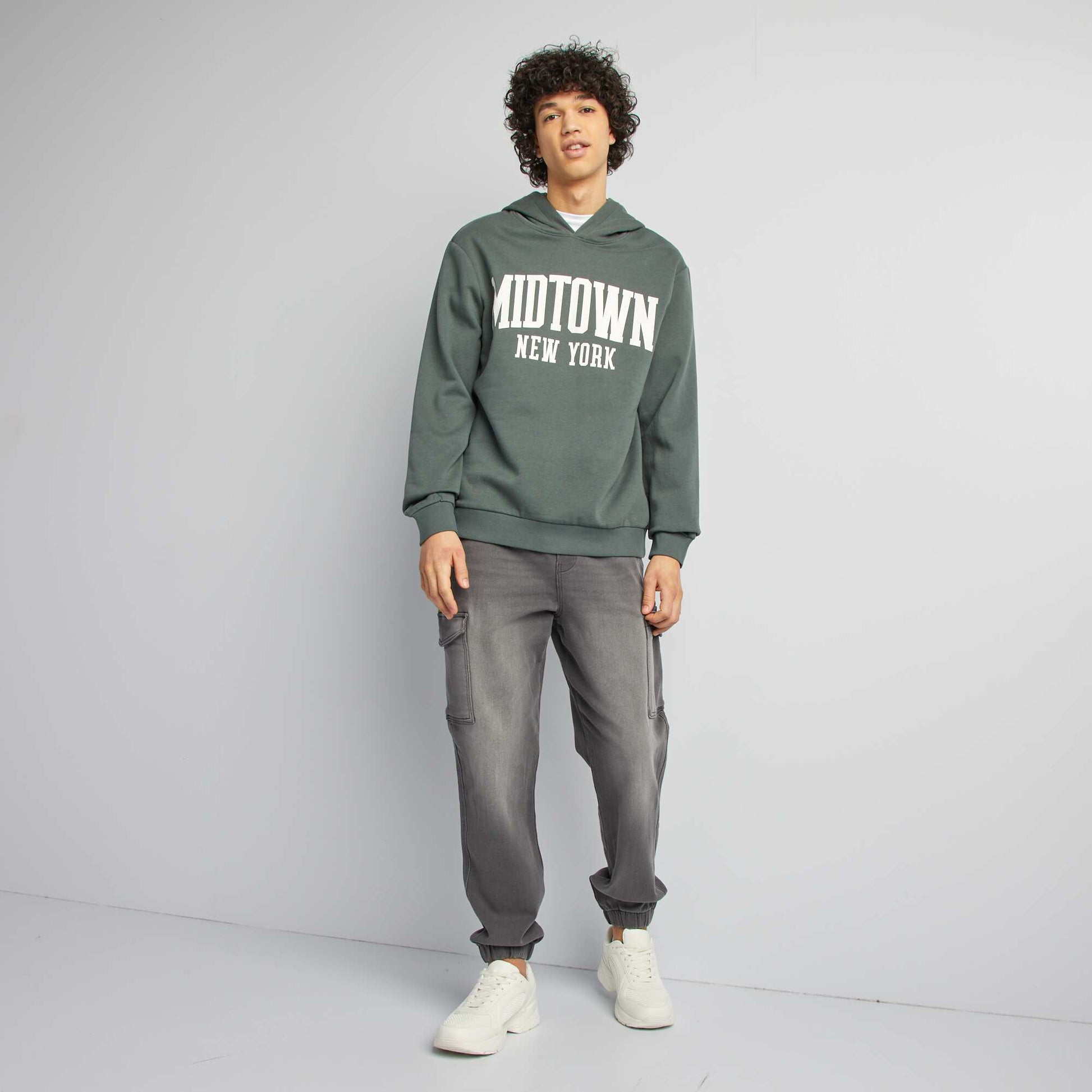 Sweat capuche à message VERT