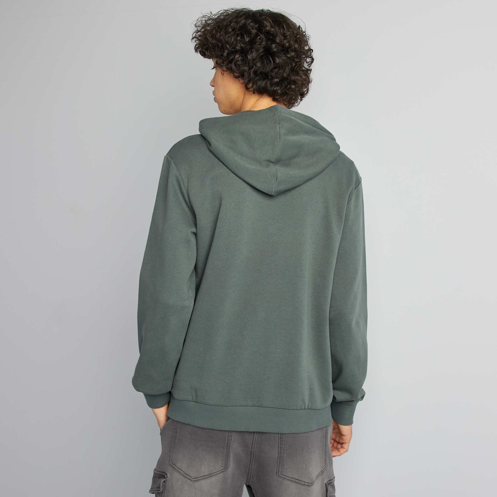 Sweat capuche à message VERT
