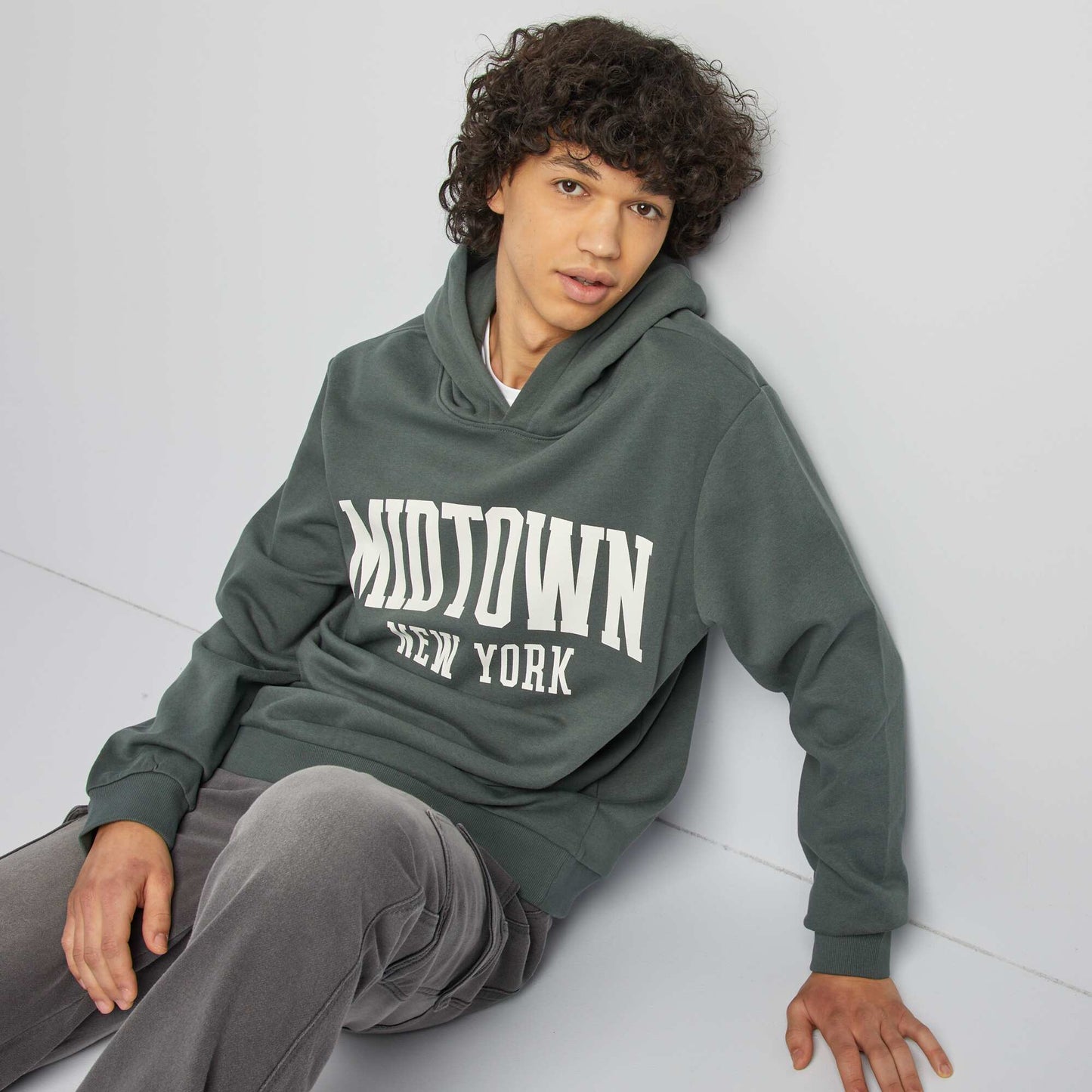 Sweat capuche à message VERT