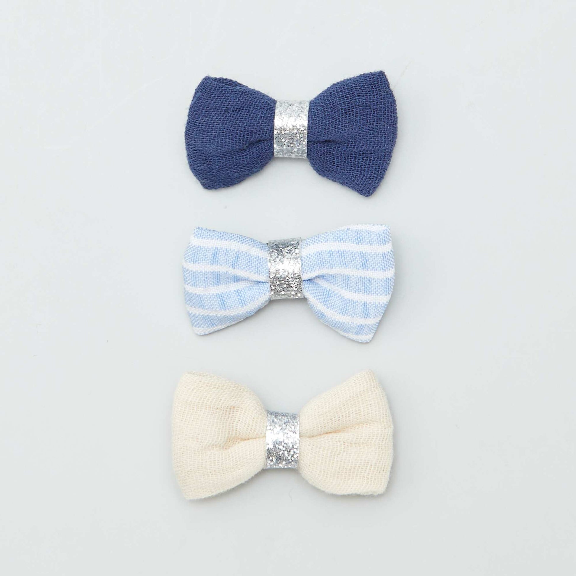 Lot de 3 pinces croco à noeud BLEU