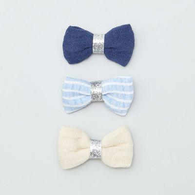 Lot de 3 pinces croco à noeud BLEU