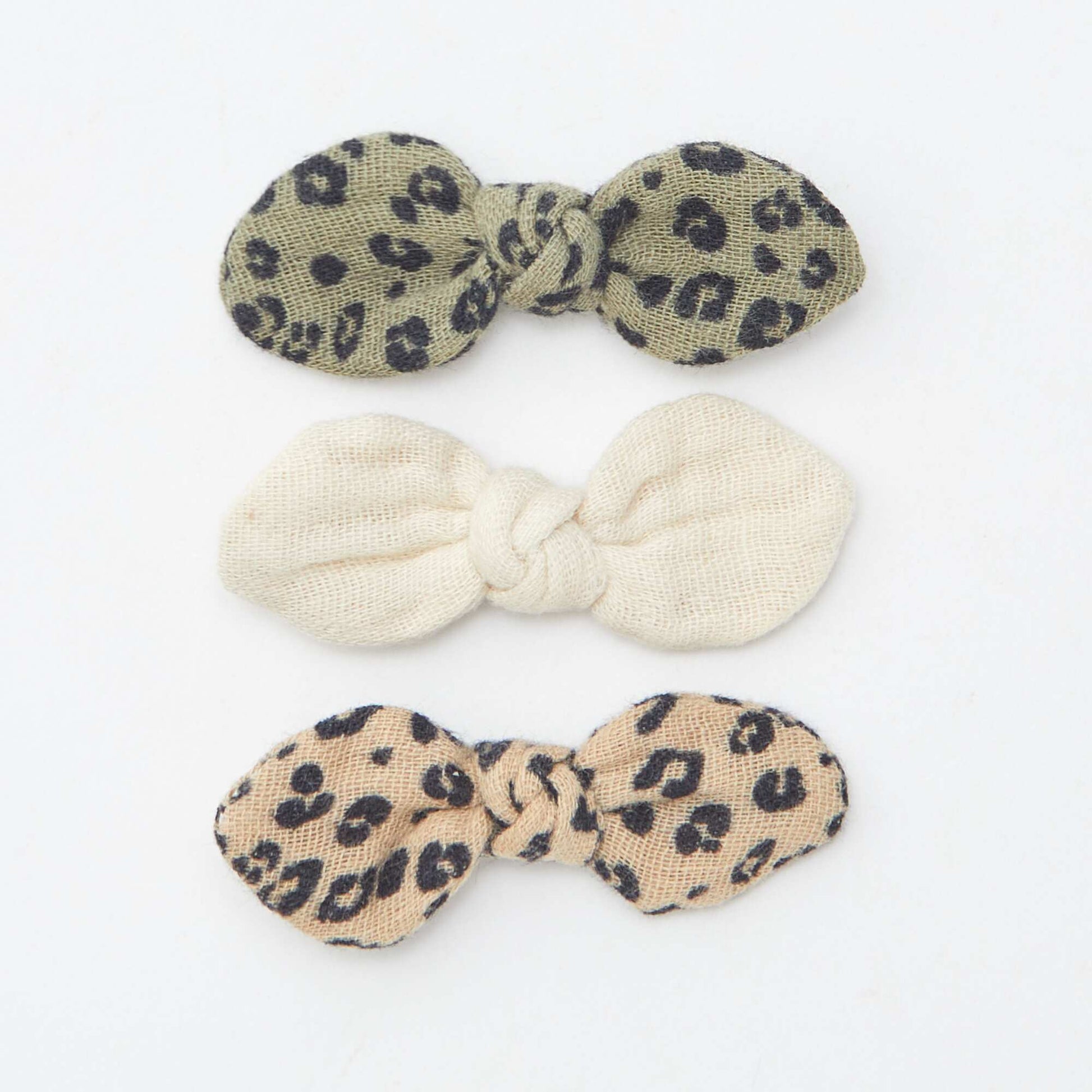 Lot de 3 pinces croco à noeud KAKI