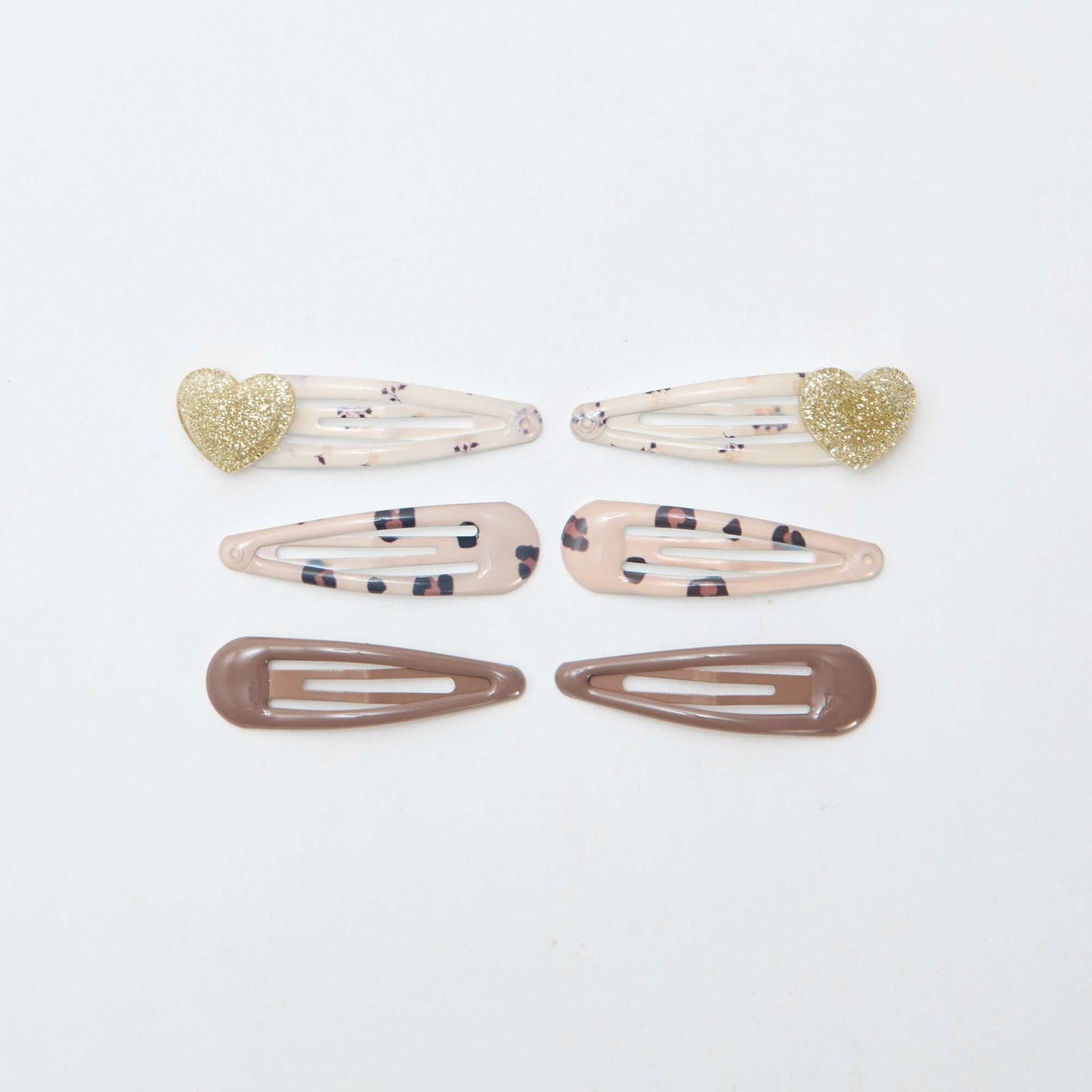 Lot de 6 pinces clic clac MARRON