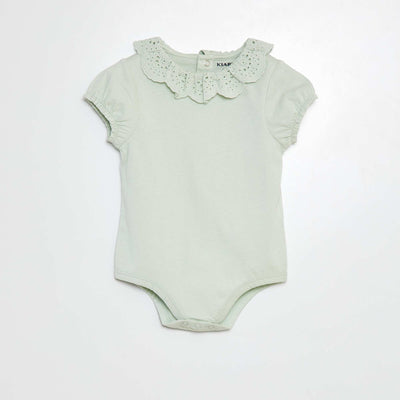 Body avec colerette en broderies anglaises VERT