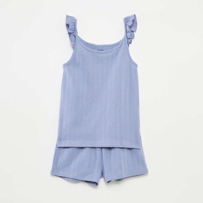 Pyjama court débardeur avec volants + short - 2 pièces BLEU