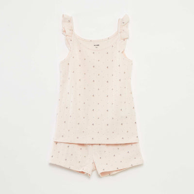 Pyjama court débardeur avec volants + short - 2 pièces ROSE