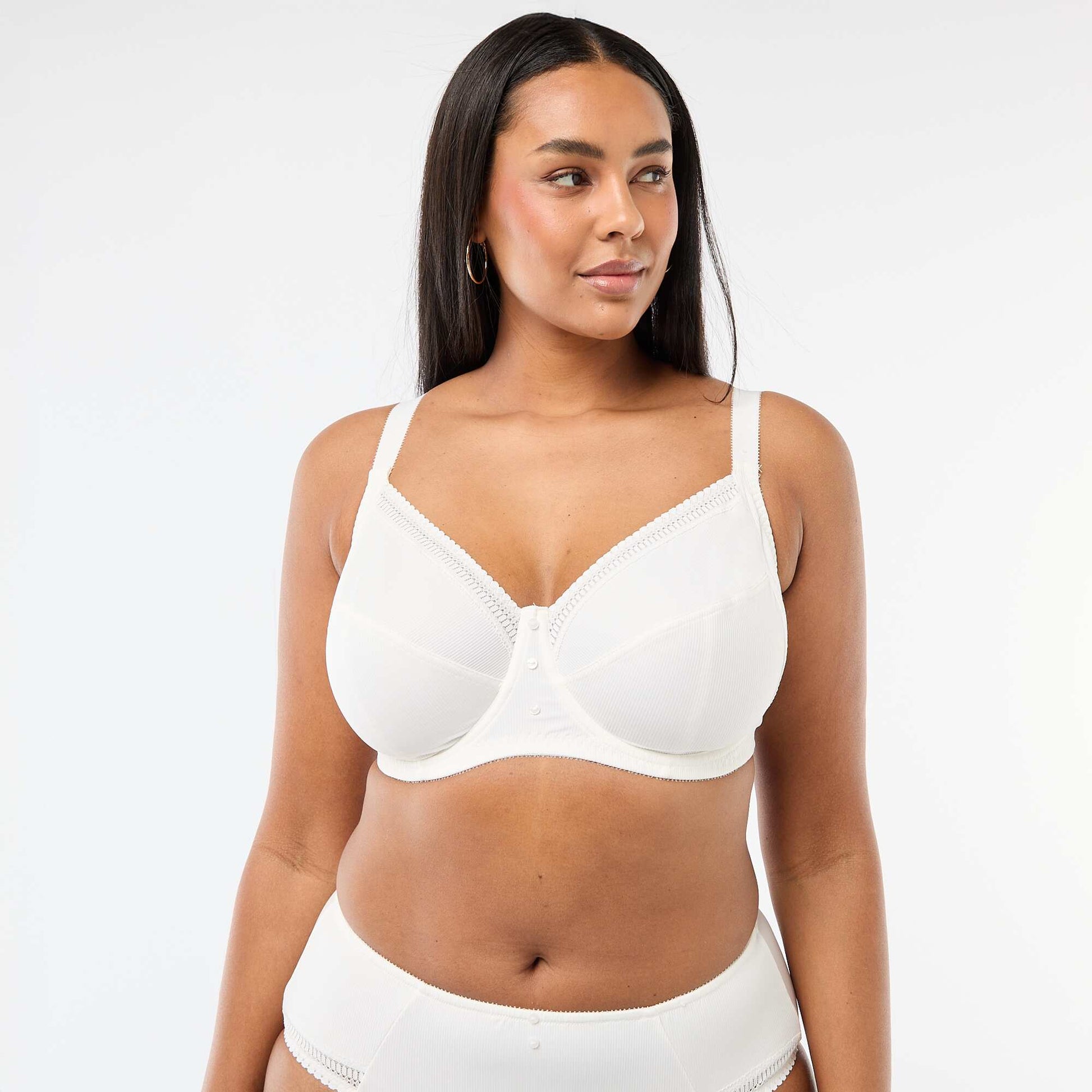 Soutien-gorge corbeille en microfibre côtelée BLANC