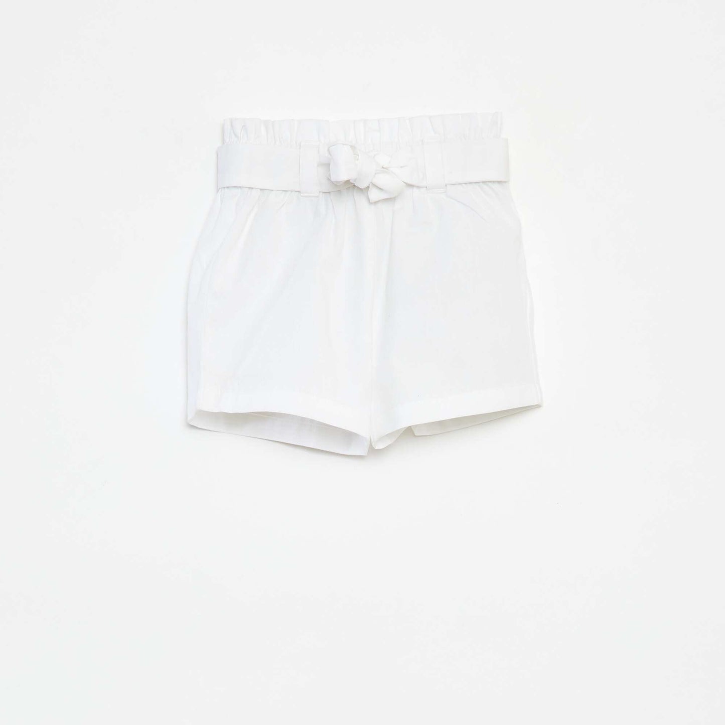 Short en popeline avec ceinture BLANC