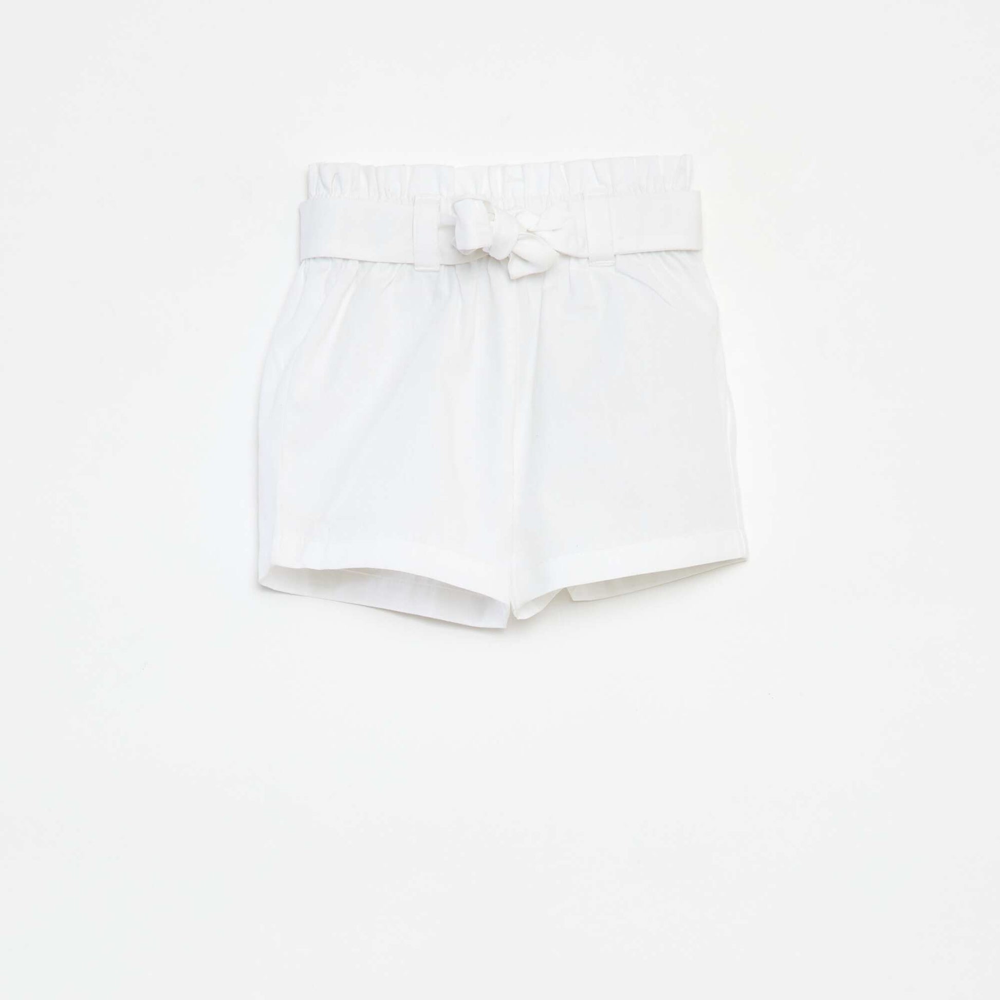 Short en popeline avec ceinture BLANC