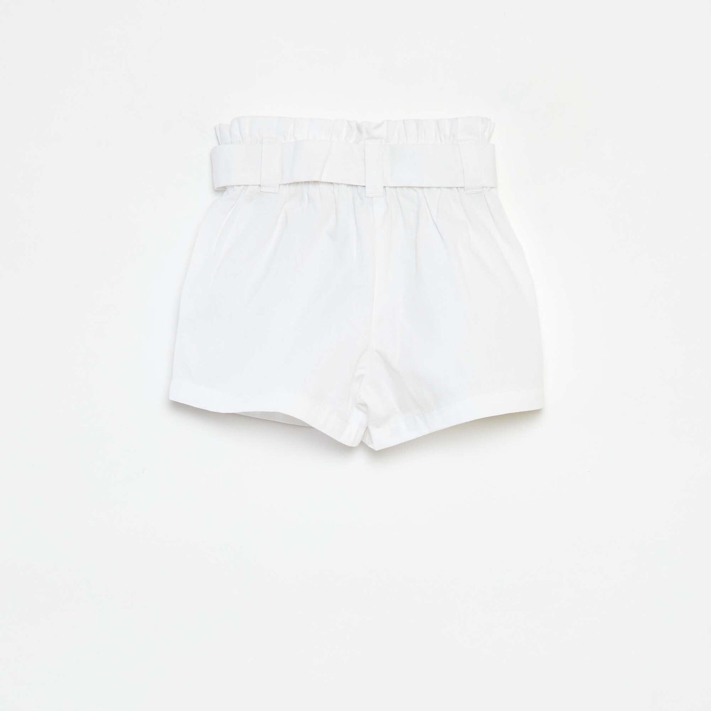 Short en popeline avec ceinture BLANC