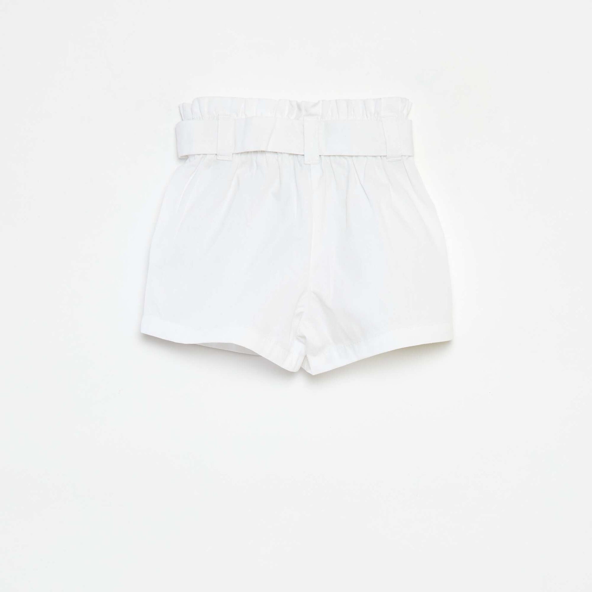 Short en popeline avec ceinture BLANC