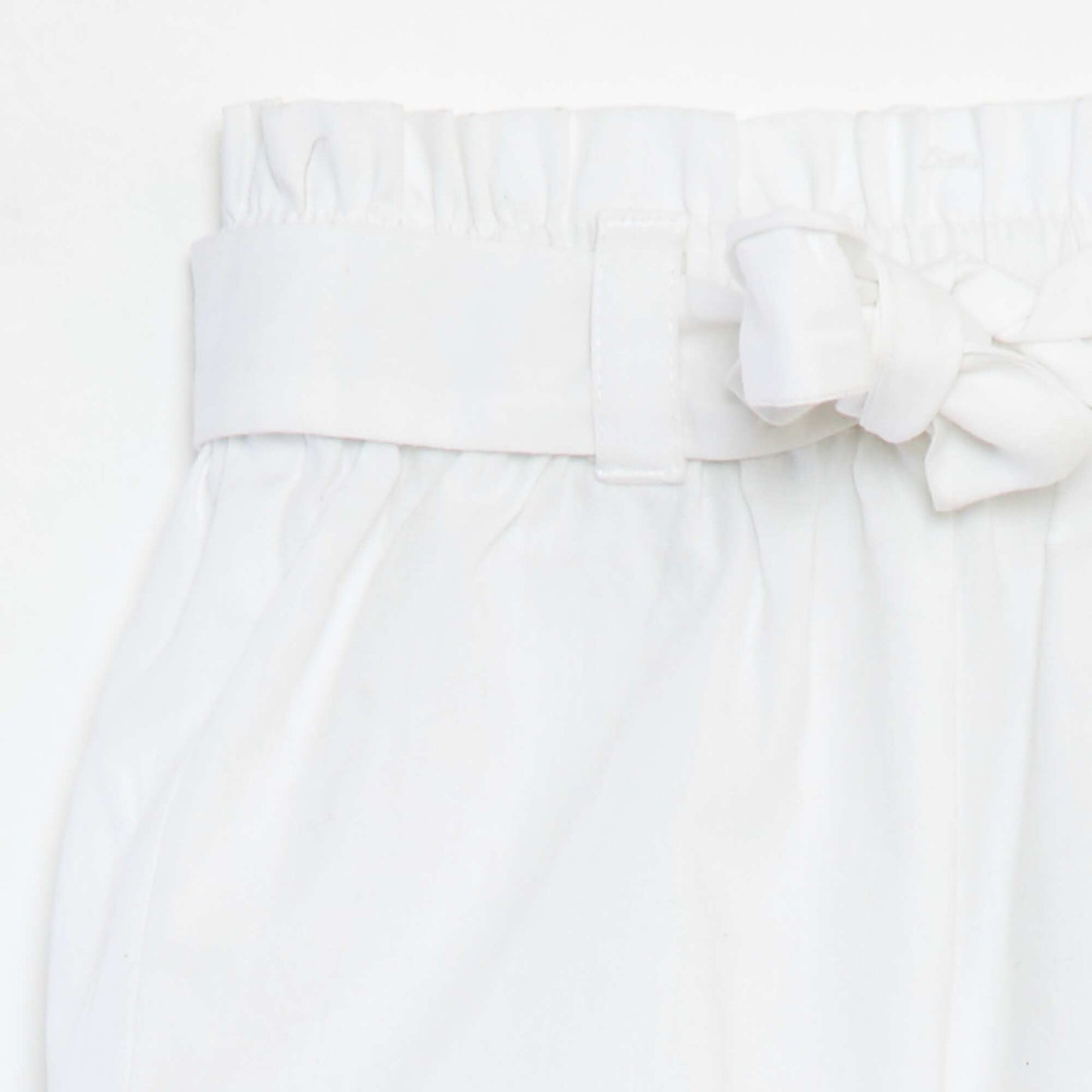 Short en popeline avec ceinture BLANC