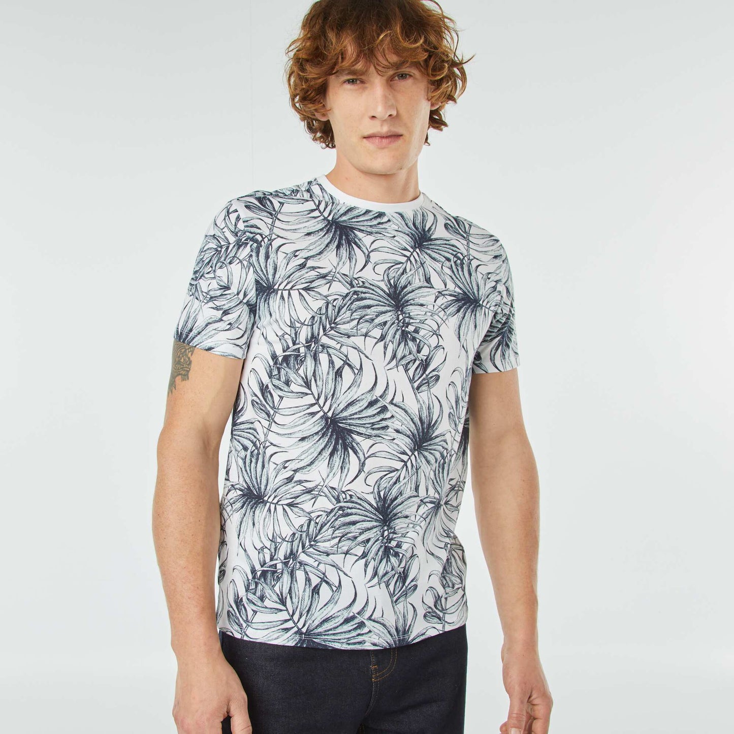T-shirt imprimé manches courtes BLANC/BLEU