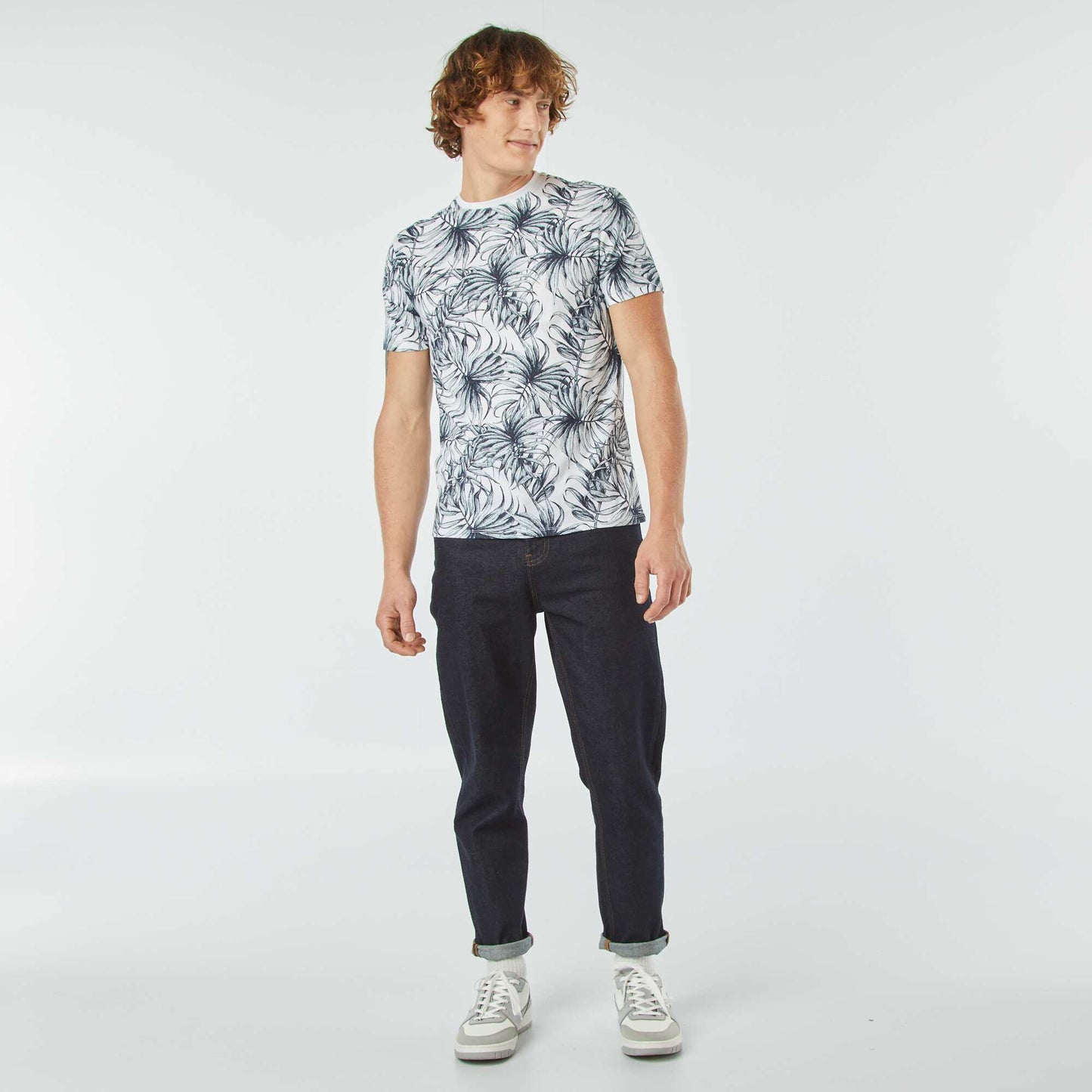 T-shirt imprimé manches courtes BLANC/BLEU
