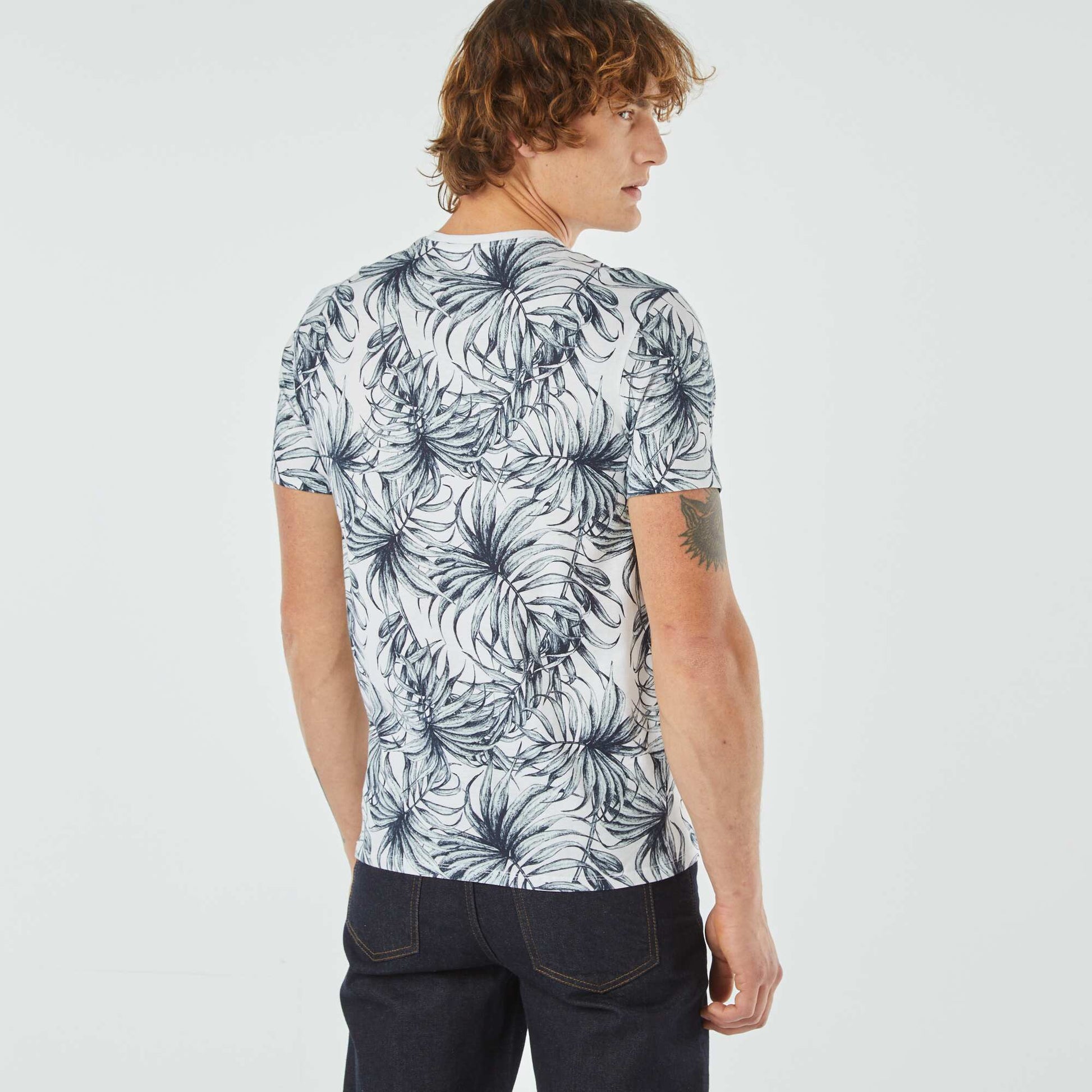 T-shirt imprimé manches courtes BLANC/BLEU