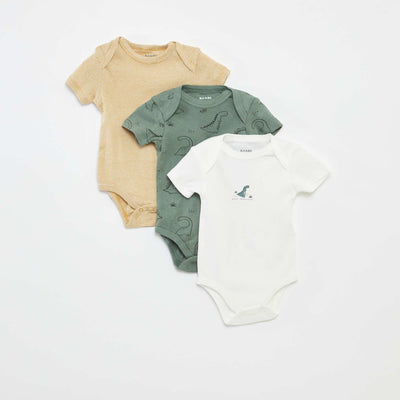 Bodies imprimés en coton - lot de 3 VERT