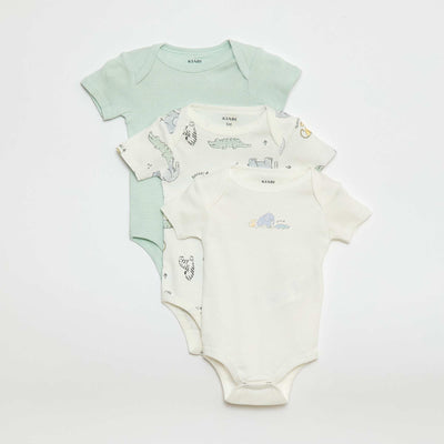 Bodies imprimés en coton - lot de 3 BLANC