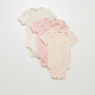 Bodies évolutif en maille unie - Lot de 3 ROSE