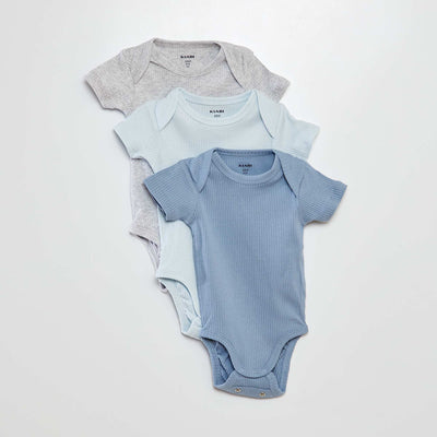 Bodies évolutif en maille unie - Lot de 3 BLEU