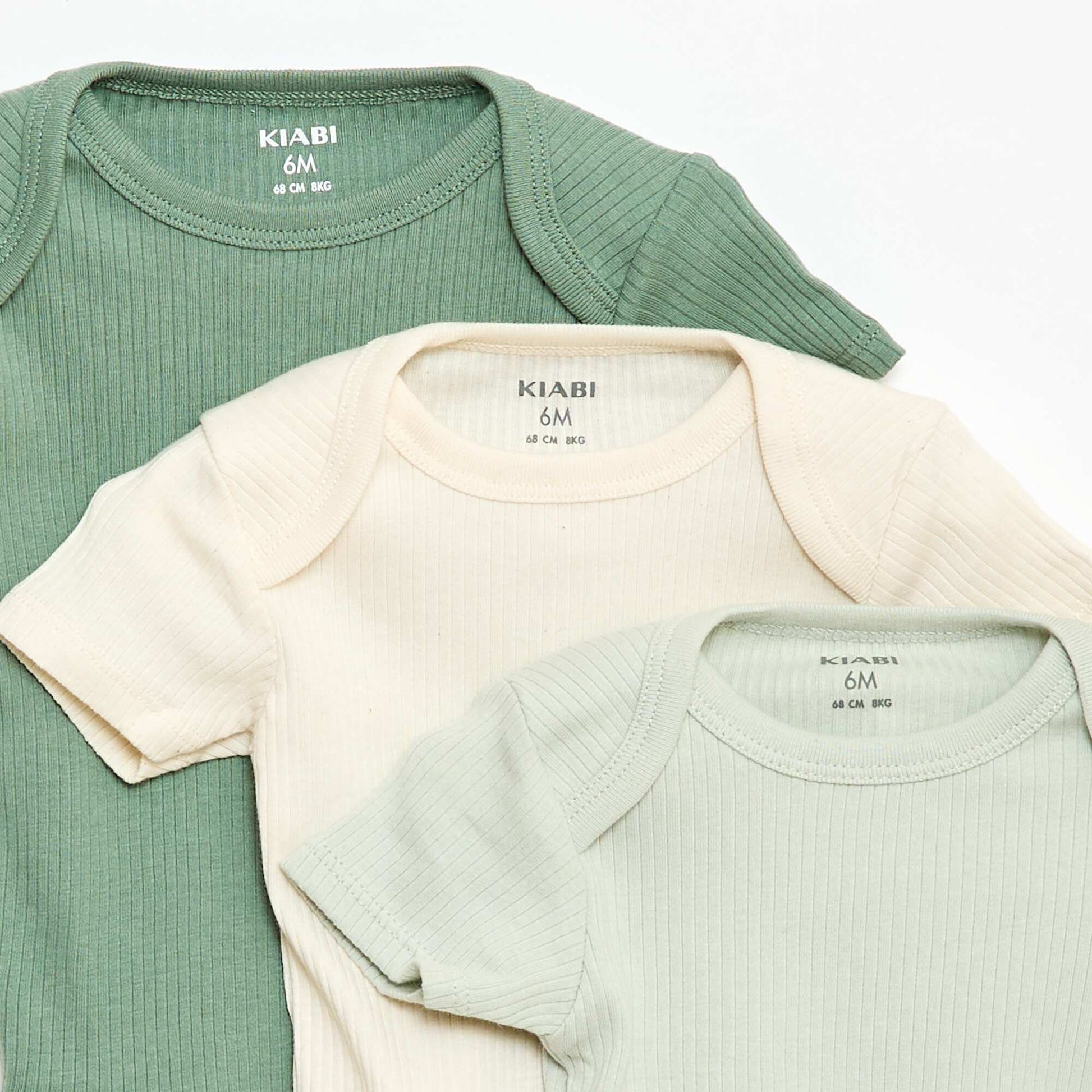 Bodies évolutif en maille unie - Lot de 3 VERT