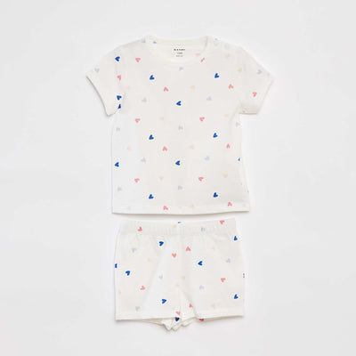 Pyjama court t-shirt + short - 2 pièces BLANC