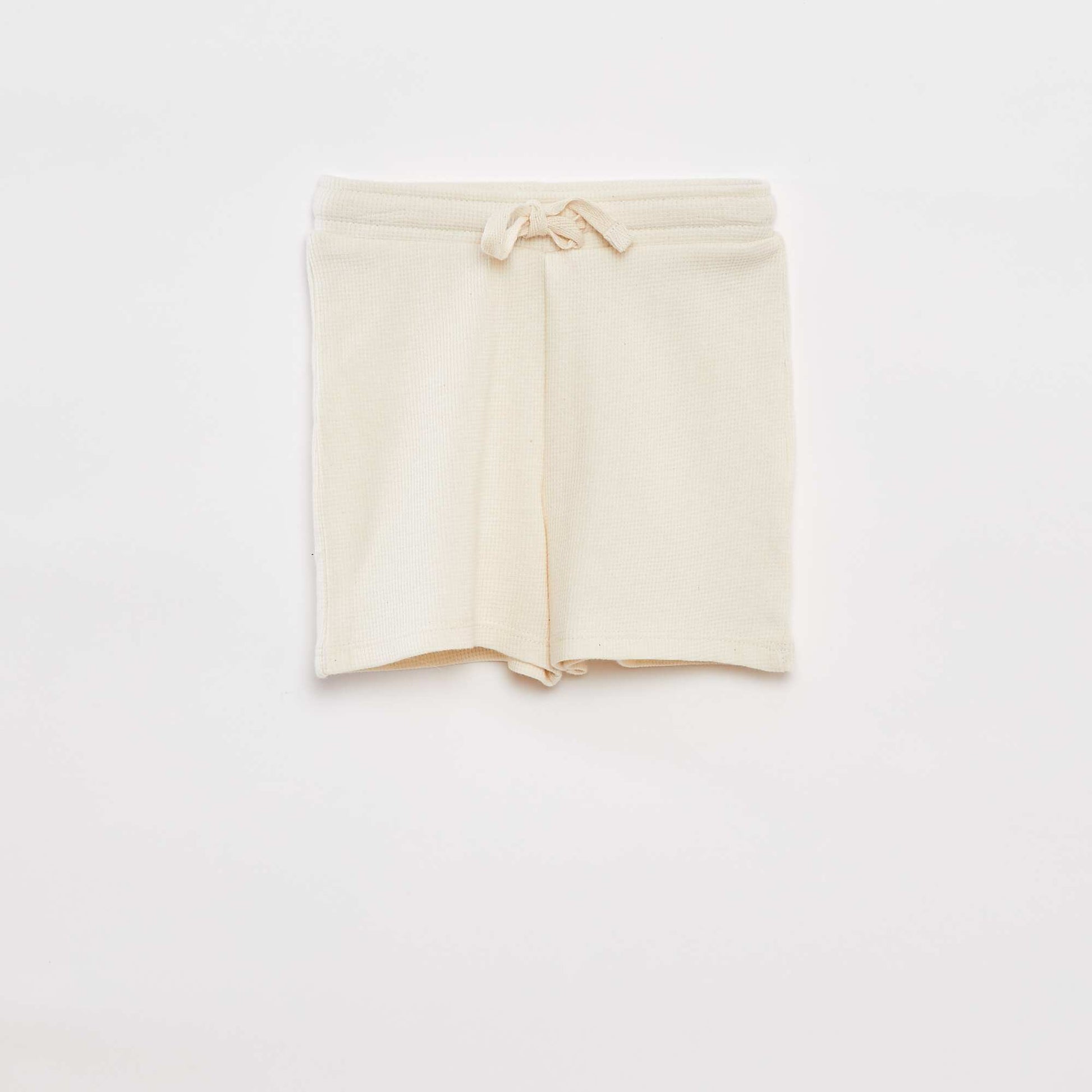 Ensemble pyjama court t-shirt + short en maille gaufrée - 2 pièces BLANC