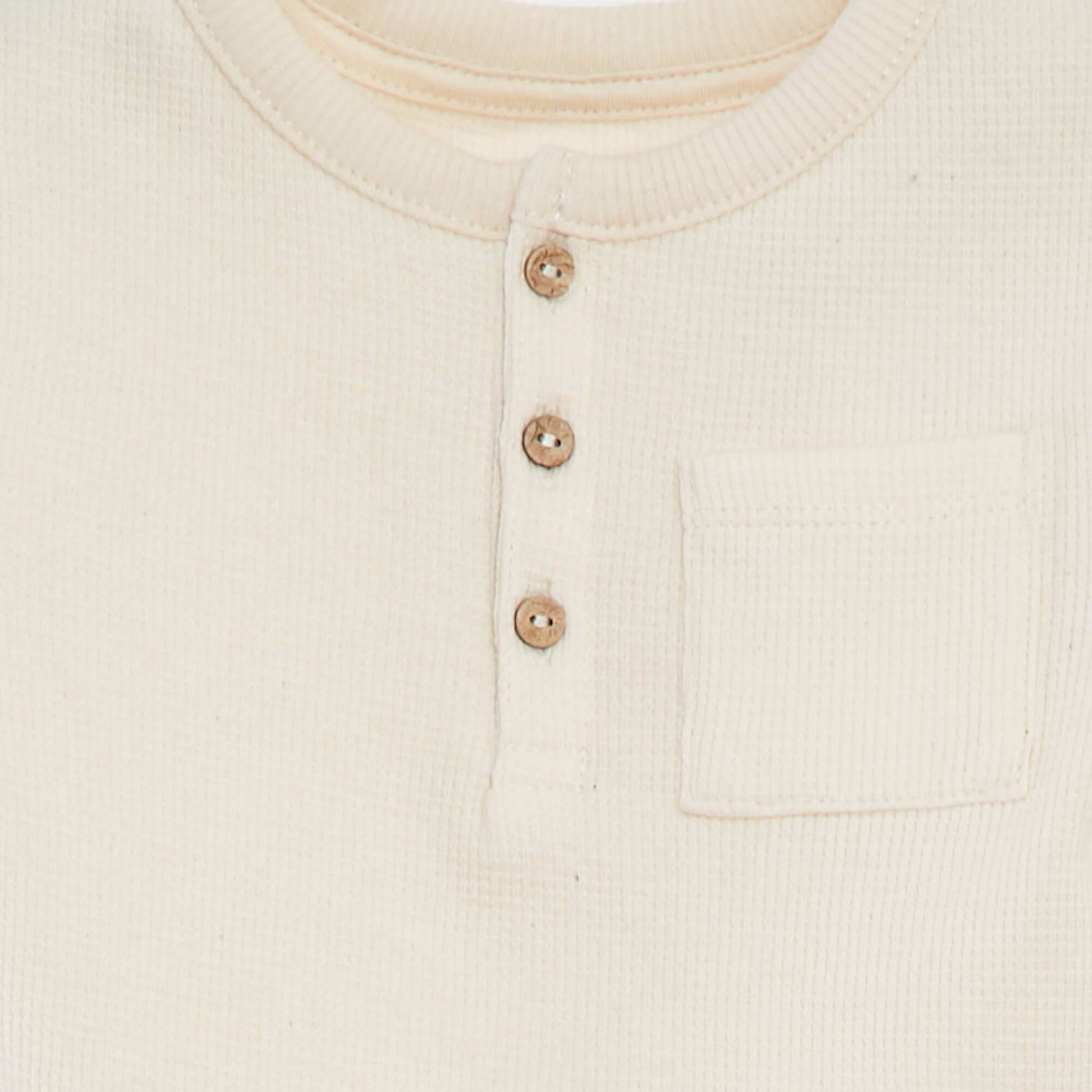 Ensemble pyjama court t-shirt + short en maille gaufrée - 2 pièces BLANC
