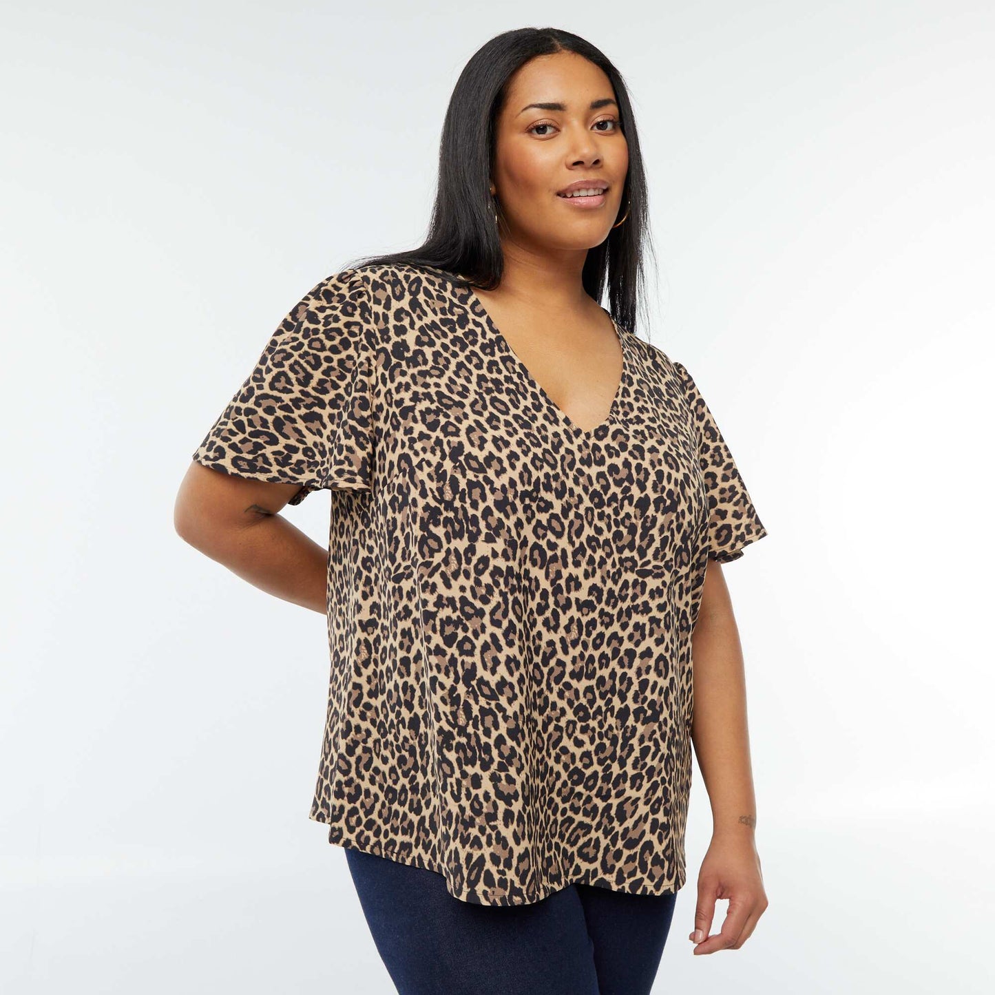 Blouse uni manches courtes BEIGE