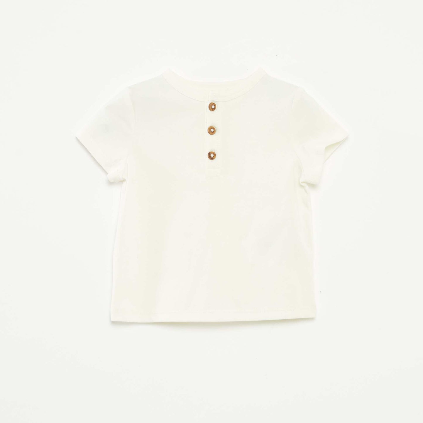 T-shirt à manches courtes avec col tunisien BLANC