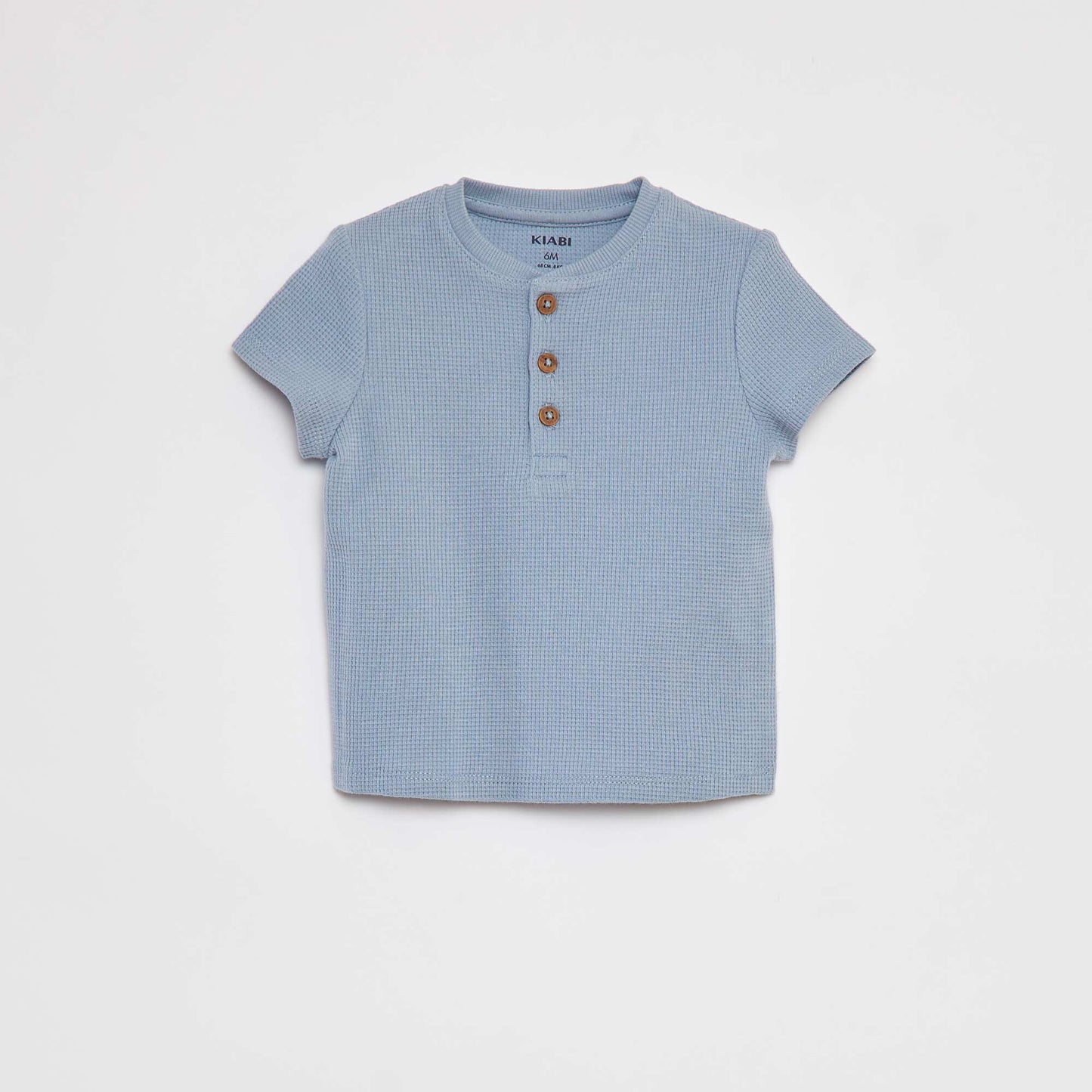 T-shirt en maille gaufrée BLEU