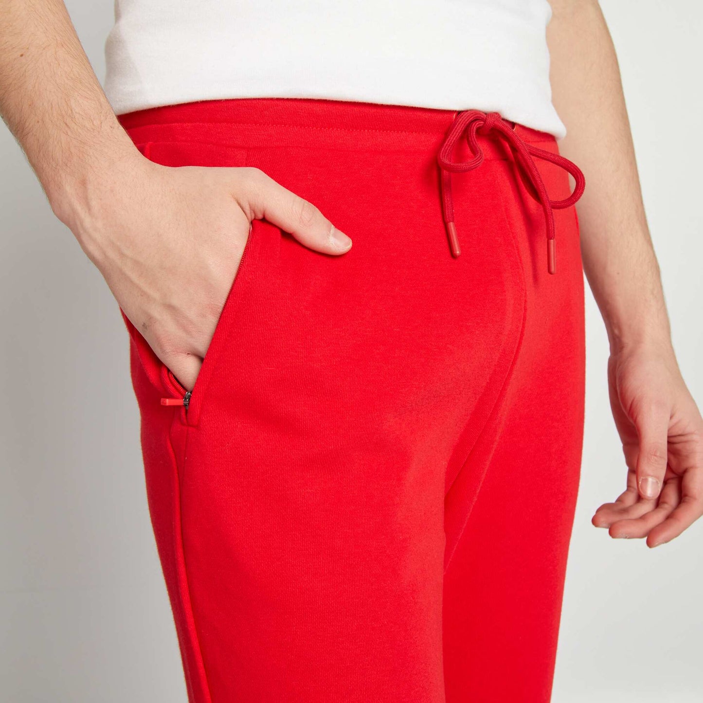 Jogging uni en molleton fin ROUGE
