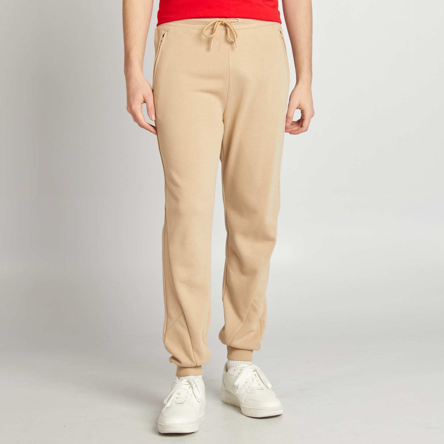 Jogging uni en molleton fin BEIGE