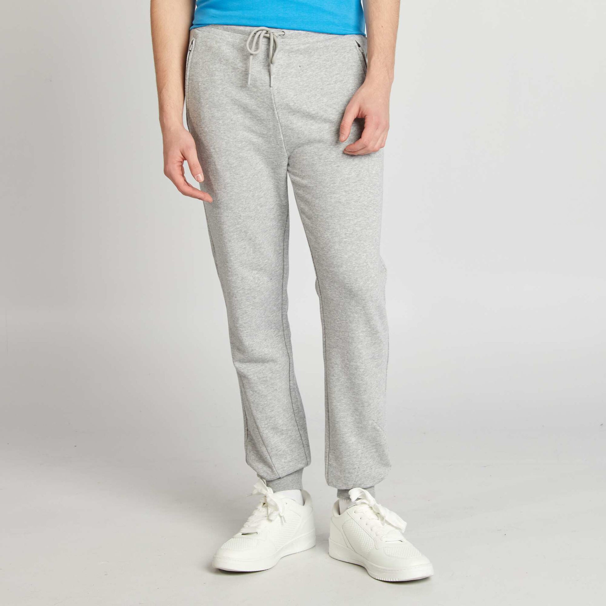 Jogging uni en molleton fin GRIS