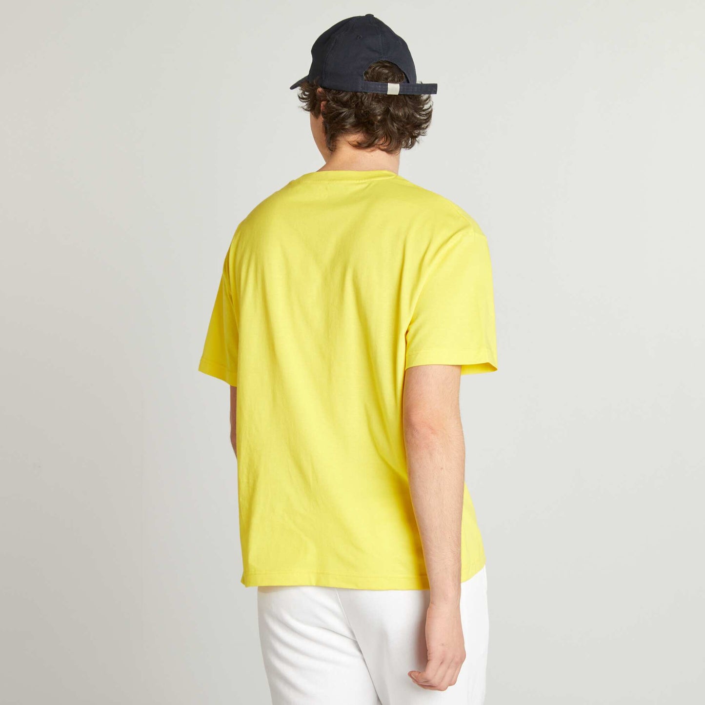 Tee-shirt en maille jersey uni manches courtes JAUNE