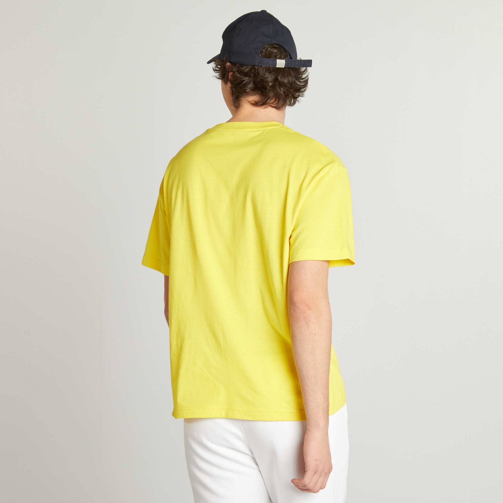 Tee-shirt en maille jersey uni manches courtes JAUNE
