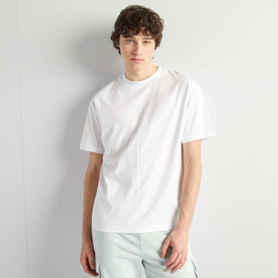 Tee-shirt en maille jersey uni manches courtes BLANC