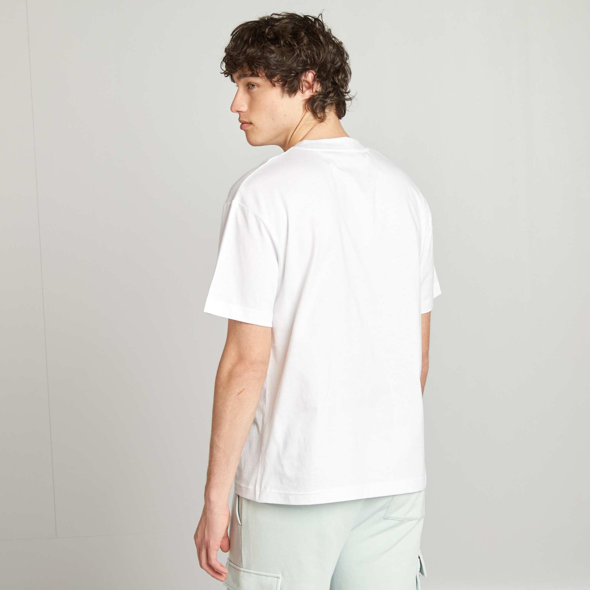 Tee-shirt en maille jersey uni manches courtes BLANC