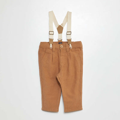 Pantalon avec bretelles BEIGE