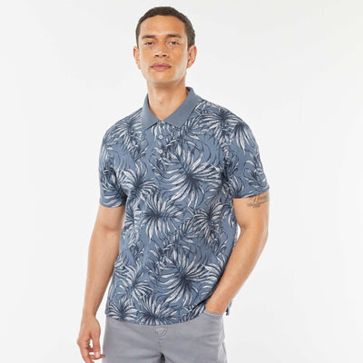 Polo en piqué de coton avec imprimé BLEU