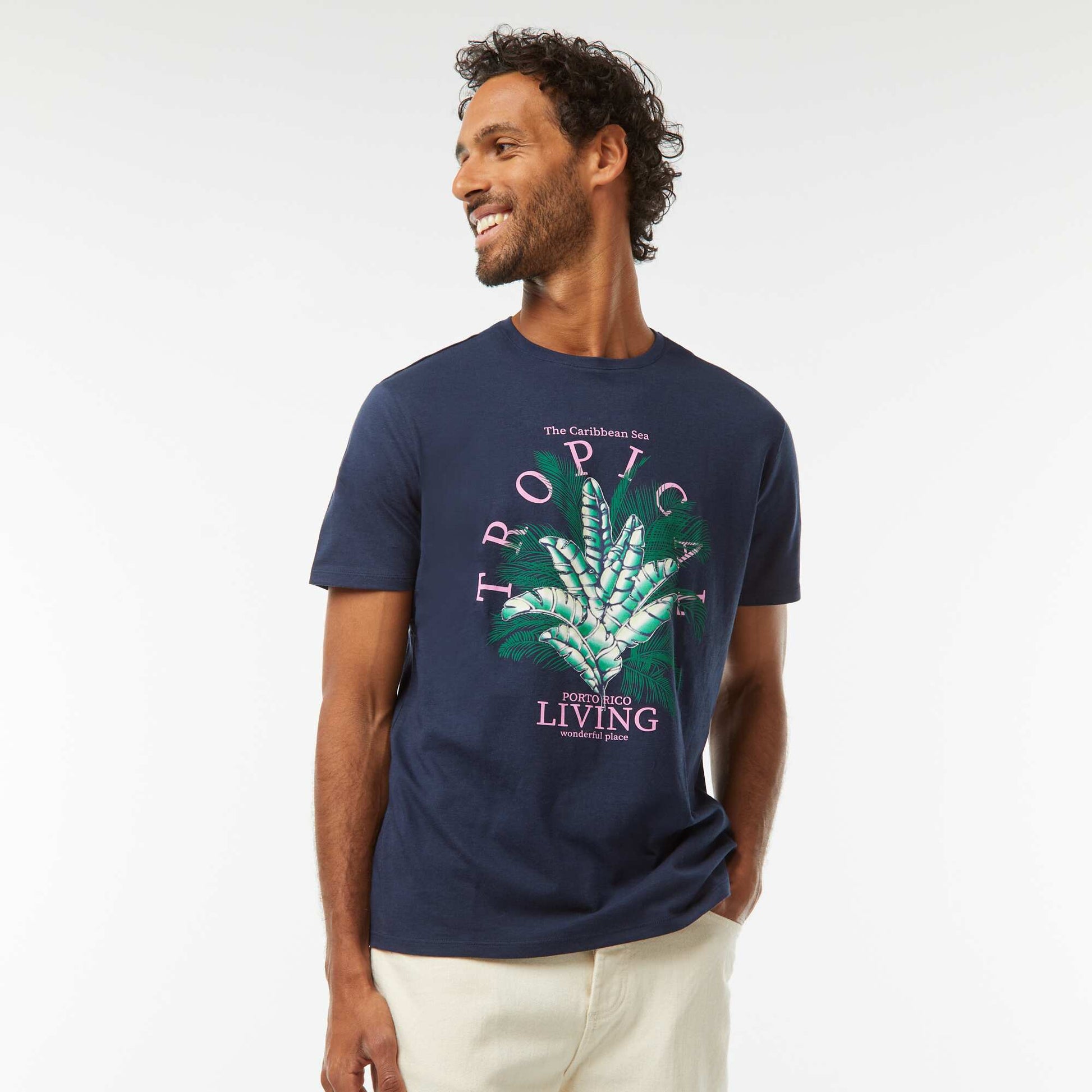 T-shirt imprimé manches courtes NOIR