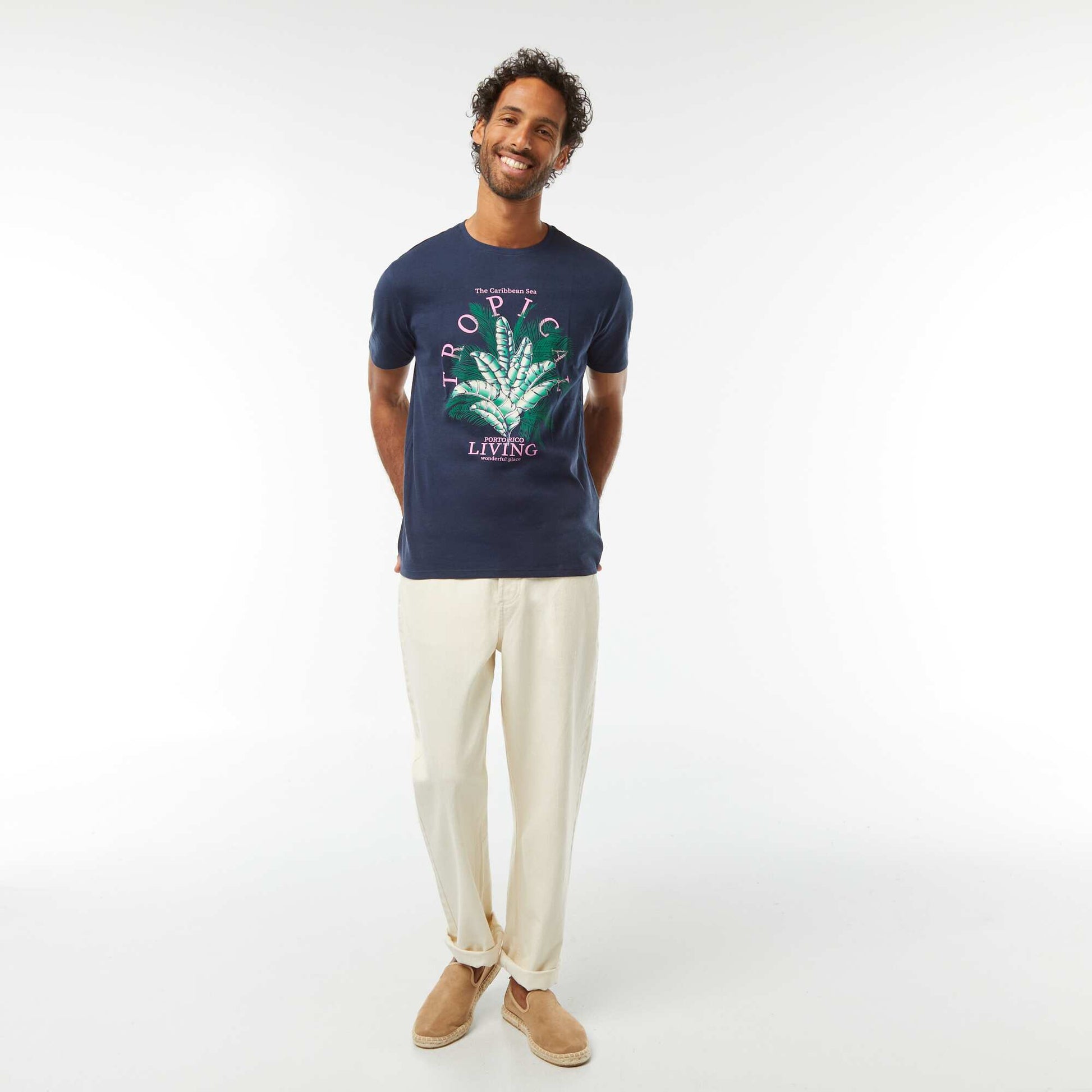 T-shirt imprimé manches courtes NOIR
