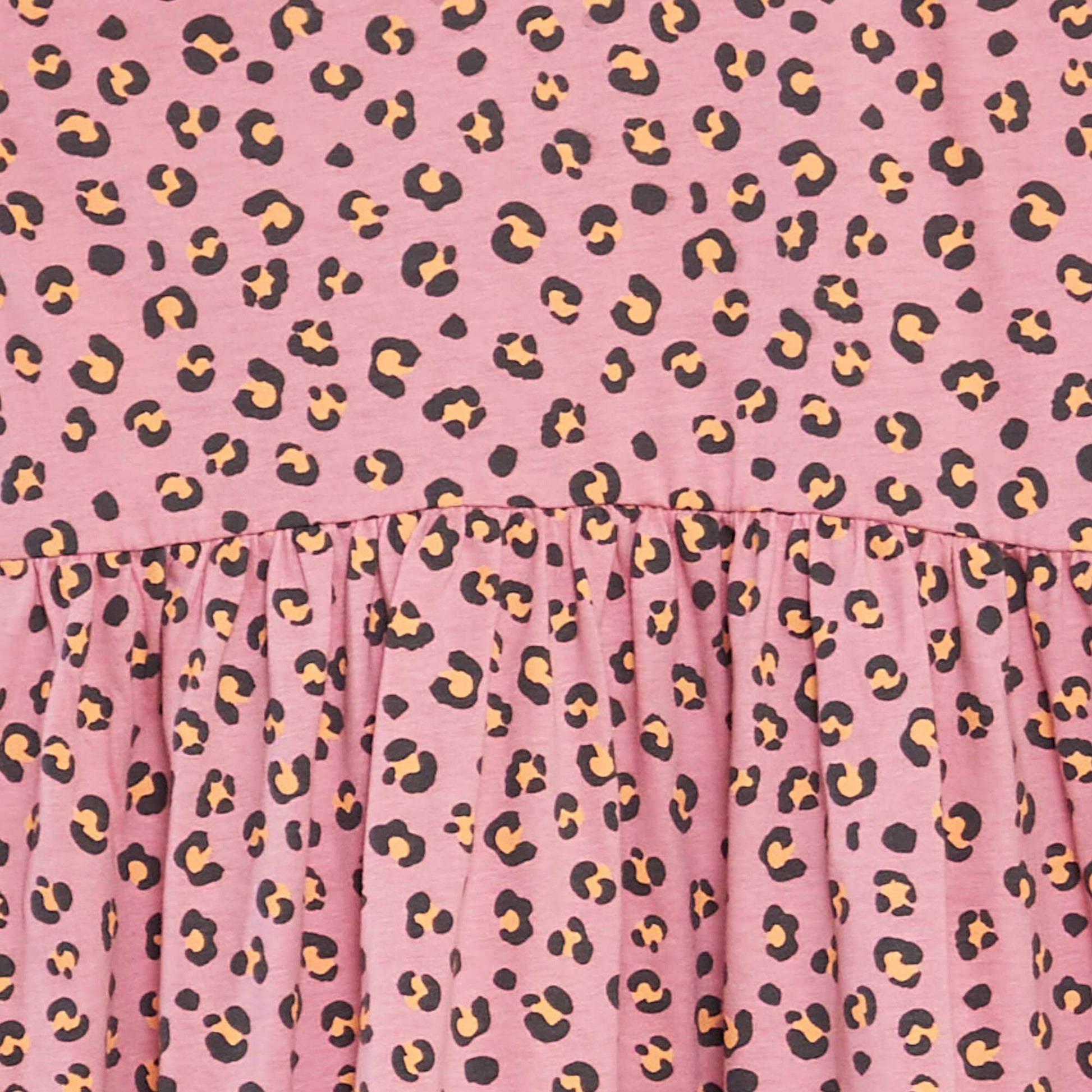 Robe à bretelles volantées à motif ROSE LéOPARD