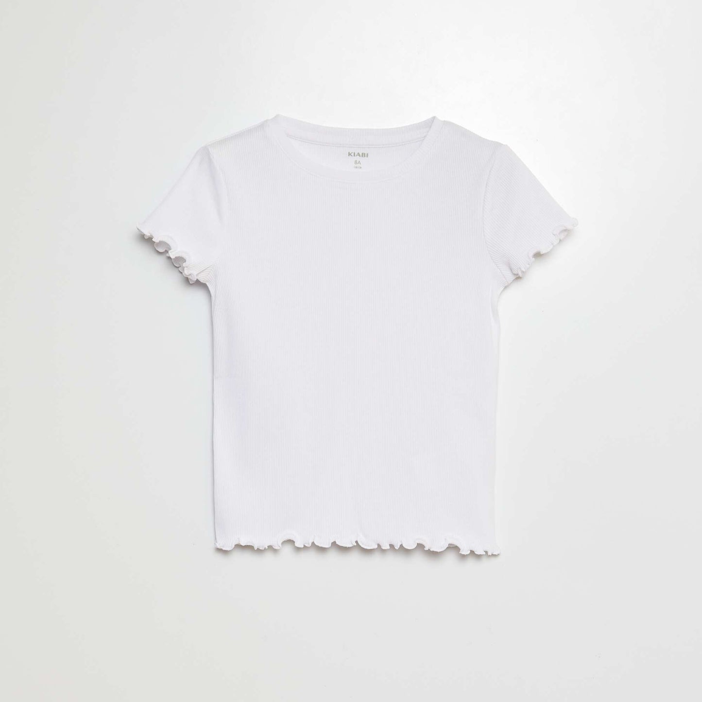 T-shirt côtelé bords ondulés BLANC